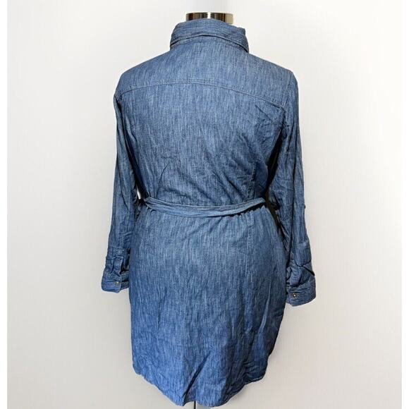 Simply Emma Denim Chambray Dress Women’s Plus Size 2X Pockets Blue 100% Cotton - Picture 3 of 11
